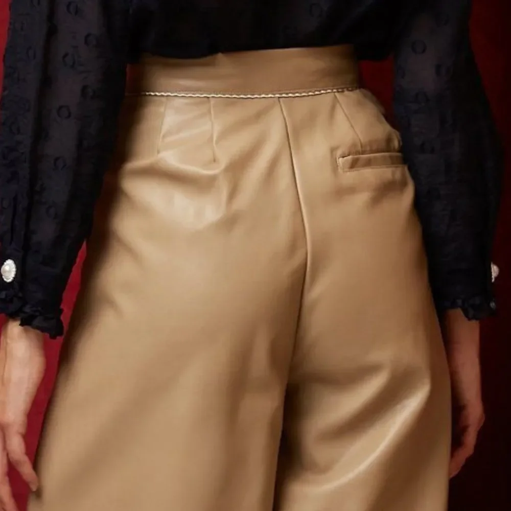 SISTER JANE *Dream Valentina Faux Leather Trousers* ~ Wide Leg ~ High Rise ~ NEW - Picture 6 of 15